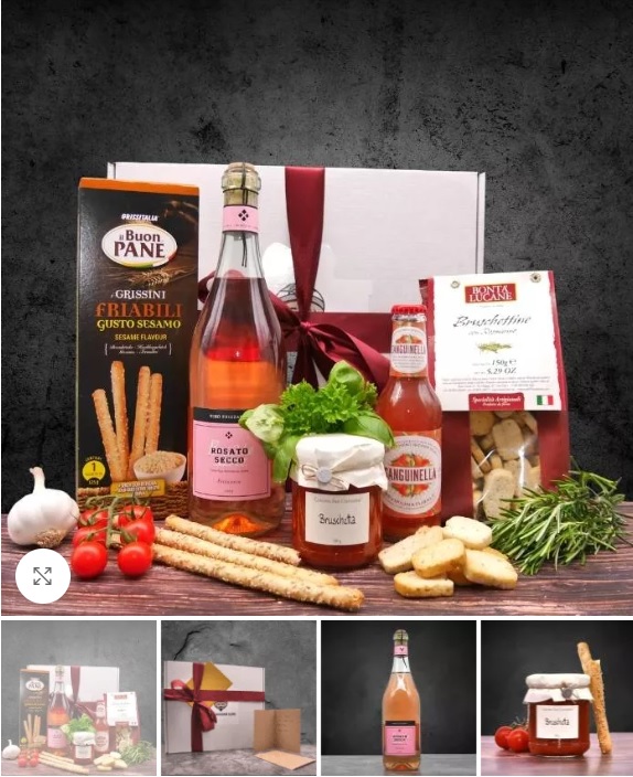 Bruschetta-Box – Geschenkkorb mit Sekt, Grissini und Bruschetta