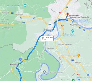 Gehweg von Lottstetten zum Munot in Schaffhausen